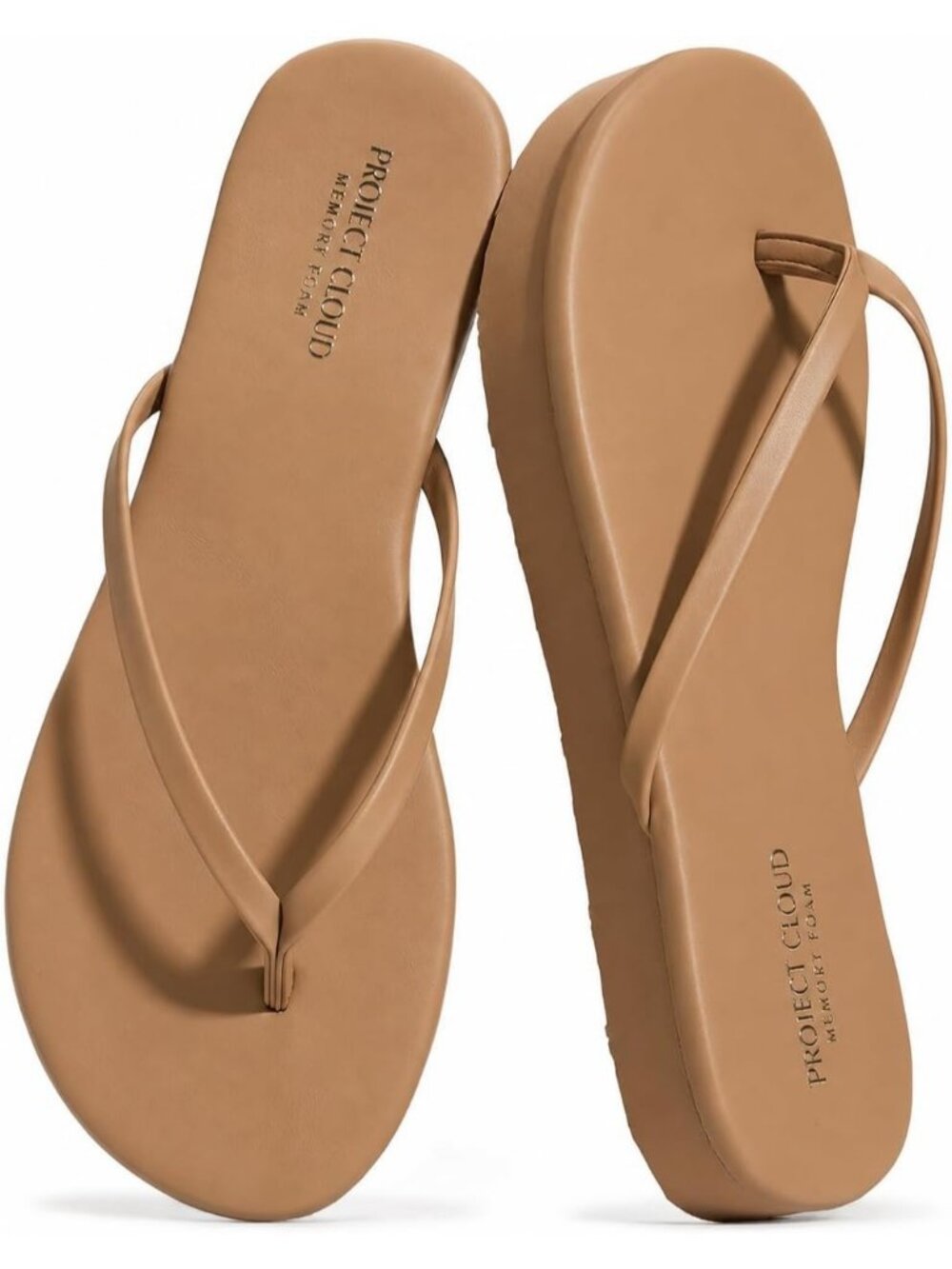 Women's Taupe Summer Lightweight Non-Slip Memory Foam Insole Flip Flops Sandals